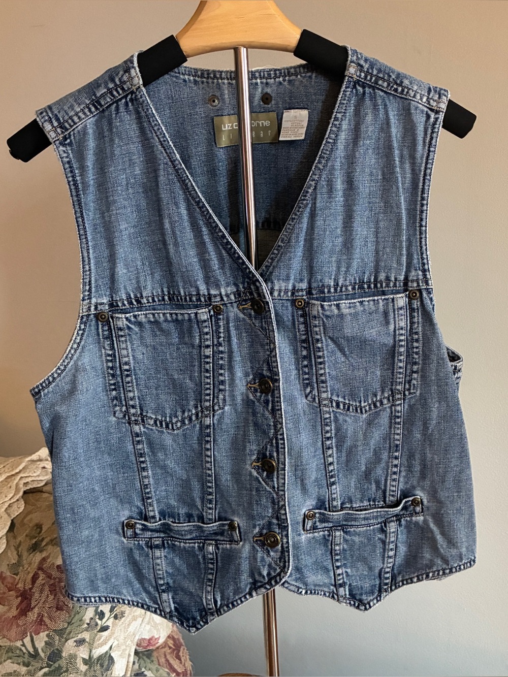Liz Claiborne Light Blue Denim Vest
